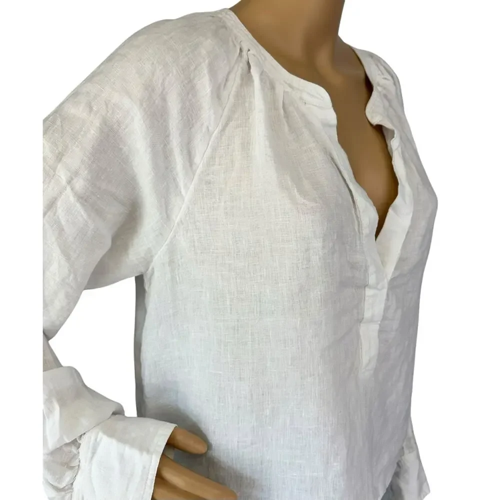 J. Crew Cabana Top in Pure Linen White C1542 Size M